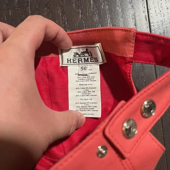 Hermes cap Davis H Primavera Cotton Baseball Cap Hat Size 56 Roseboise cotton - Picture 2 of 15